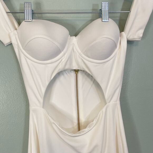 HOURS Mini Dress XXS Corset Cut Out Off Shoulder Sweetheart Evening Party White - Picture 4 of 11